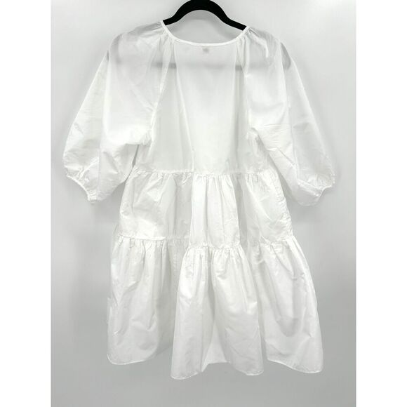 ARITZIA Wilfred White Fantasy Taffeta Crepe Tiered Baby Doll Mini Dress Small - Picture 6 of 11